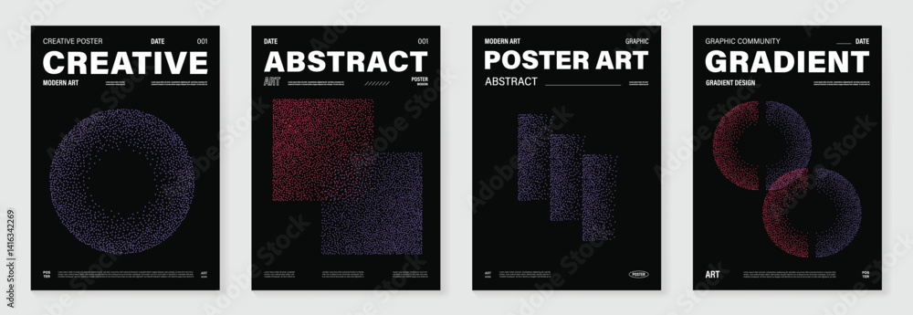 Aufkleber Modern gradient poster background vector set.Cover template with vibrant perspective geometric prism shapes in motion. Ideal design for social media, cover, banner, flyer. 