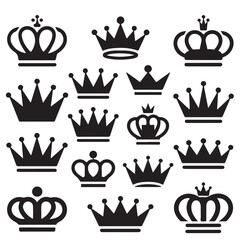 Crown icon, Royal king crown, princes, queen,  Simple and minimal king crown black silhouette