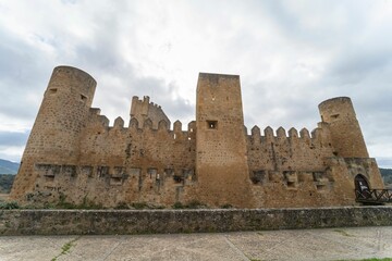 Panoramic view of the castle of Frias, recognized as historical heritage of Spain. Burgos. Spain