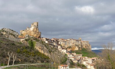 Spectacular views of the medieval village of Frias in the mountains.