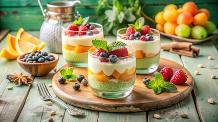 Obraz premium Vintage Melon Fusion: Delightful Fruit Parfaits, Salads & Desserts