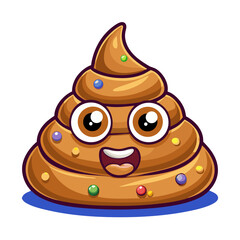 a cartoon poop emoji no background vector file.