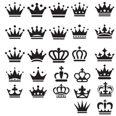 Crown icon, Royal king crown, princes, queen,  Simple and minimal king crown black silhouette