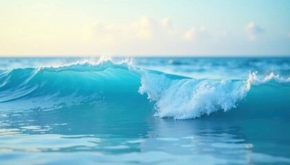 Fototapeta premium Soft light blue hues with gentle ocean wave texture, watercolor art, calming