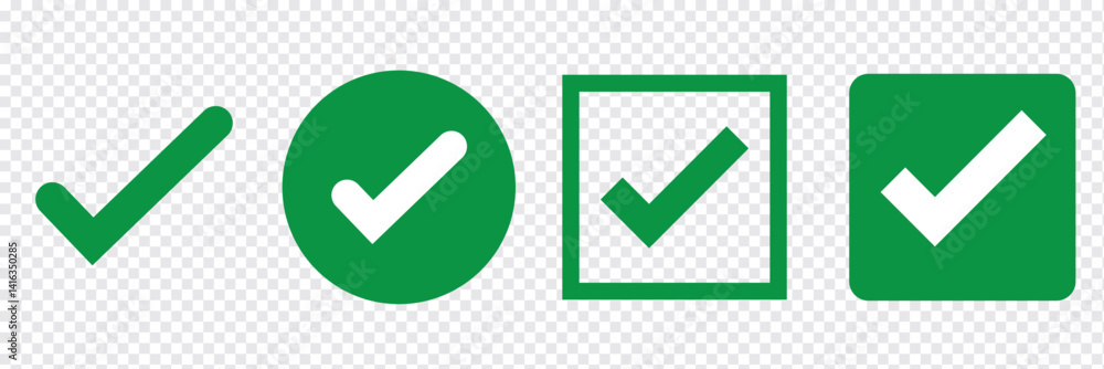 Poster green tick mark icon. green right or red wrong icons. green tick and red cross checkmarks in circle 