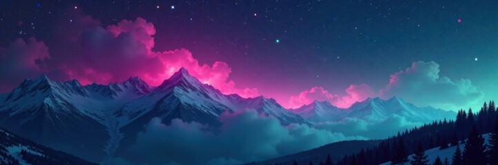 Soft pink and green lights dancing across the night sky, darkness, natural phenomenon