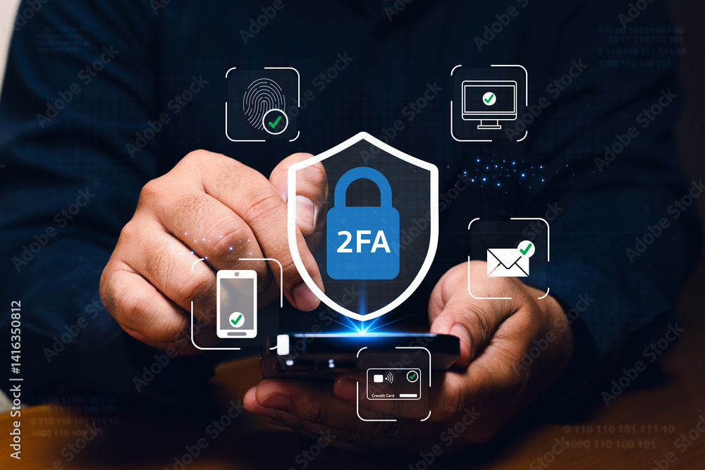Poster enhancing digital security through two-factor authentication cybersecurity awareness