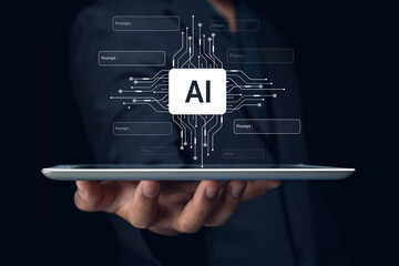 Ai innovation showcase exploring advanced technology in digital business environments futuristic...