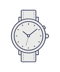 Minimalist hand watch outline with sleek modern lines and a classic round dial featuring elegant hour markers and simple clean straps vector illustration