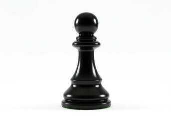 A single black pawn chess piece centered on a white background in a studio shot with even lighting