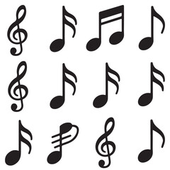 music notes icon silhouettes