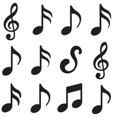 music notes icon silhouettes