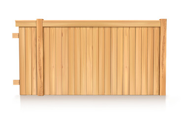 Section of a light wood fence with vertical planks. Vector illustration