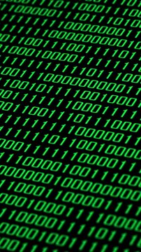 Vertical Binary Code on Black Background