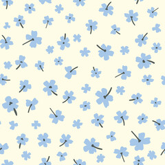 Groovy botanical vector seamless pattern. Cute hand drawn ditsy all over surface print. Nostalgic doll style retro background.