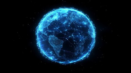 Obraz premium Digital Earth with Blue Glow and Global Connectivity