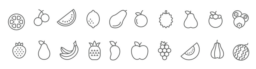 Line Icon Set Popular Fruit