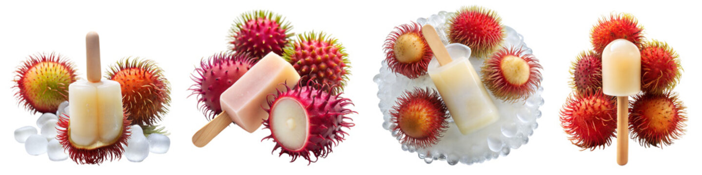 Rambutan frut popsicle on transparent background.