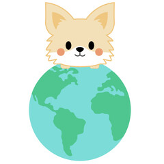 Obraz premium Earth Day, eco dog, cute animal, recycle pet, green earth, save planet, puppy love, globe dog, polar bear, dog cartoon, happy planet, eco friendly, dog character, clean energy, pet earth, 