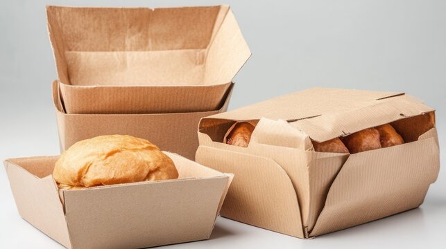 Disposable cardboard food containers, bakery items