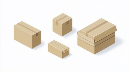Four cardboard boxes of various sizes