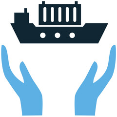 Cargo trade handling icon vector for shipment coordination, loading, and unloading goods. Ideal for export import logistics, shipping terminal, and freight management illustration.