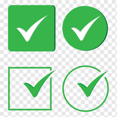 Green Tick Mark Icon. Test question. Checkmark cross on white background. Isolated vector sign symbol. Checkmark icon set. Checkmark right symbol tick sign. 