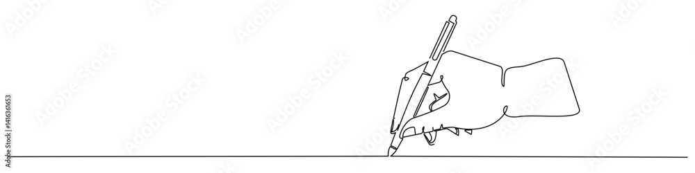 Poster editable continuous line art vector of a hand writing with a pen. clean minimalist design perfect fo