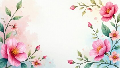Fototapeta premium Watercolor Floral Background with Pastel Colors and Delicate Vines, watercolor art, floral patterns