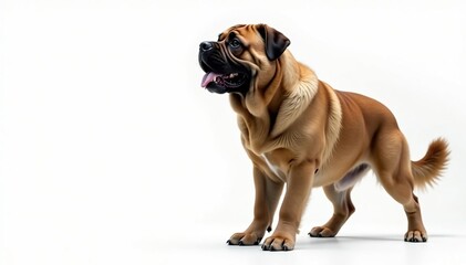 Obraz premium Majestic Mastiff, powerful stance, white background, purebred, powerful, isolated