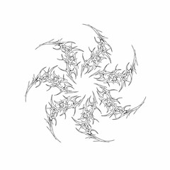 Neo tribal spiral emblem with sharp and intricate linework. Perfect for streetwear, stickers, and edgy digital or print designs. clean vector isolated on white background