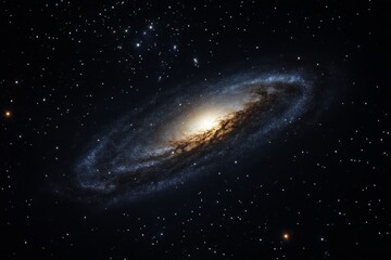 Fototapeta premium Andromeda Galaxy in the Cosmos: A breathtaking image of the Andromeda galaxy, a spiral galaxy located in the night sky, revealing its stunning structure and celestial beauty.