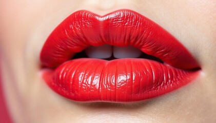 Obraz premium Close-up of vibrant red lipstick on pure white , vibrant, minimal