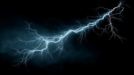 Fototapeta premium Dramatic lightning bolt illuminating dark stormy sky with swirling clouds in the background