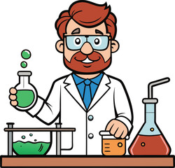 scientist in laboratory with test tubes