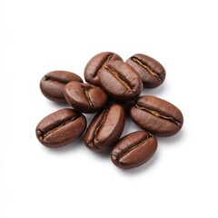 Naklejka premium Pile of coffee beans close up on white background