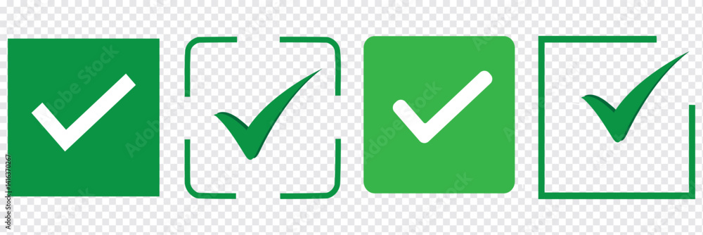 Poster green tick mark icon and red wrong mark icon. green tick and red cross checkmarks in circle flat ico