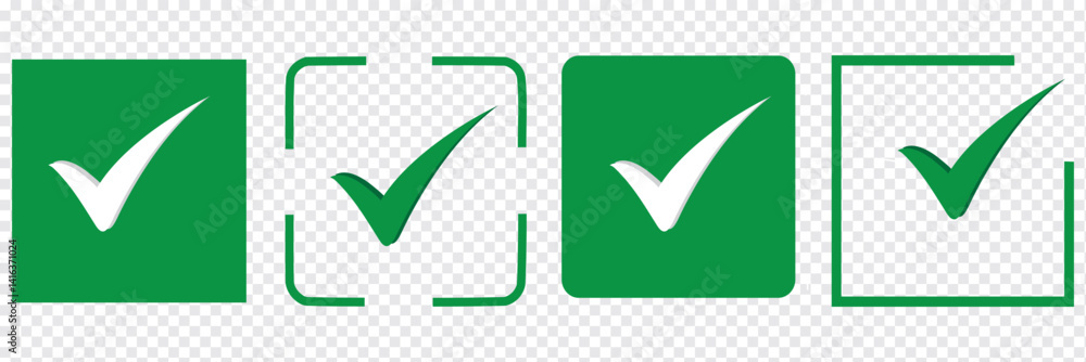 Aufkleber green tick mark icon and red wrong mark icon. green tick and red cross checkmarks in circle flat ico