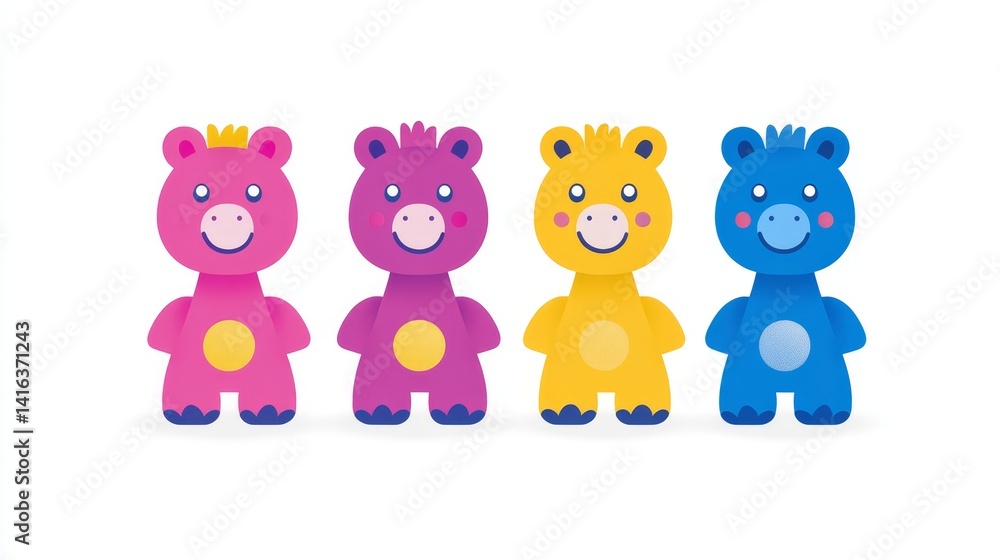 Poster voxelated animals in colorful hues creating a vibrant collection of pixelated critters for quirky de