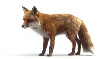 Fototapeta premium A red fox, isolated on crisp white, with no shadows or reflections