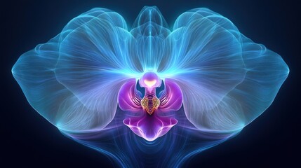 Fototapeta premium Glowing Orchid, Dark Background, Abstract Art (2)