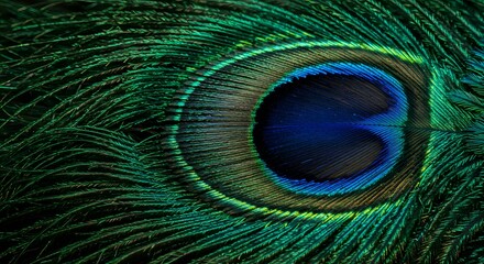 Fototapeta premium Peacock Feather: Emerald Green Majesty Close-Up
