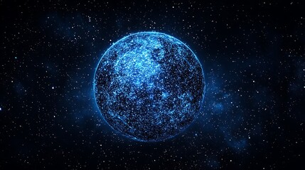 Fototapeta premium Glowing Blue Digital Sphere on Black Background