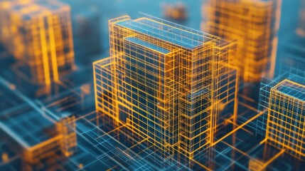 Fototapeta premium Smart city digital model, futuristic cityscape