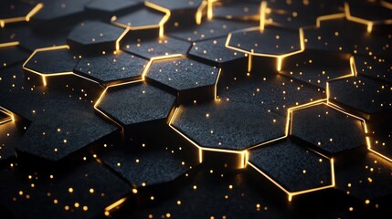 Glowing Hexagon Pattern, Abstract Background