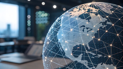 AI Digital Globe A globe composed of interconnected data points.