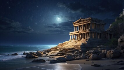 An Ancient and Mystical Scene by the Beach