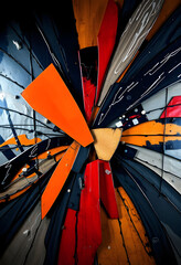 close up of a colorful object made of wood