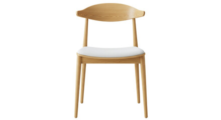 Minimalist Wooden Dining Chair with White Cushion and Transparent Detailing