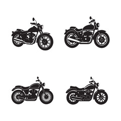 set of silhouettes of motorcycle